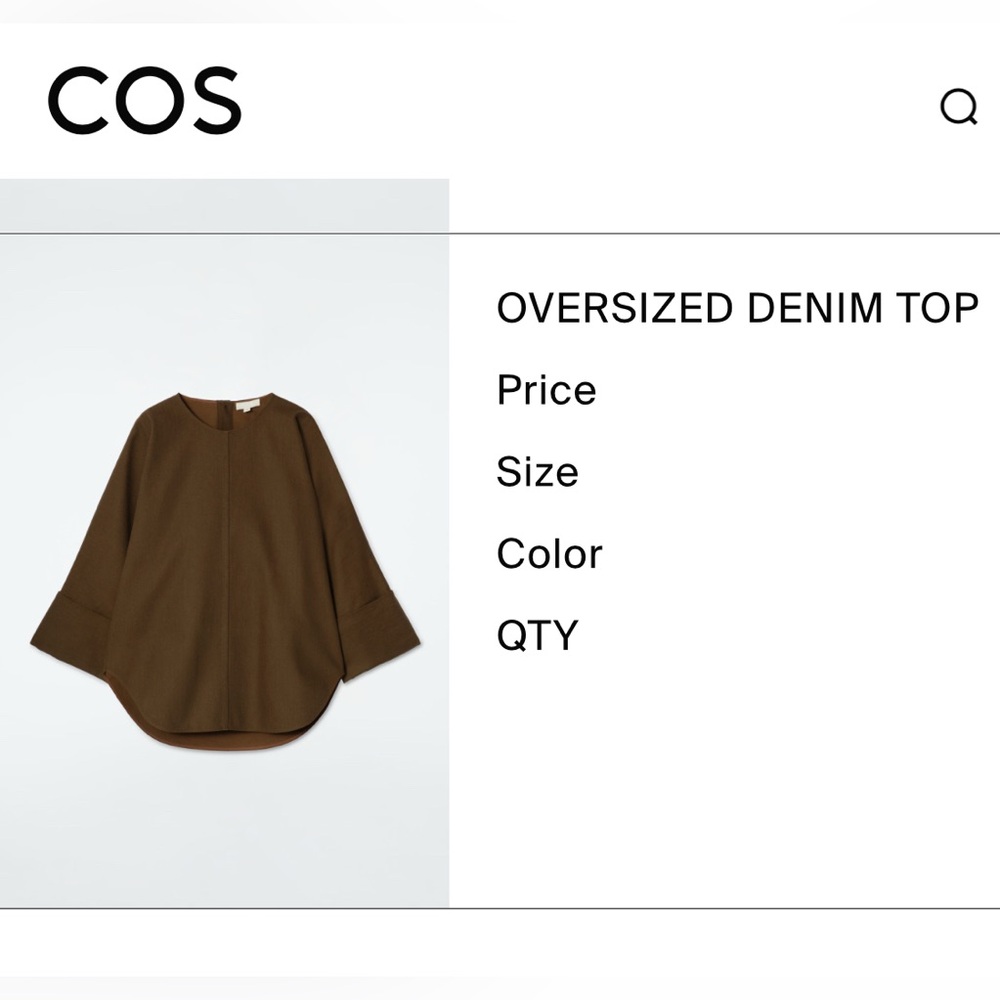 COS Brown Oversized Denim Blouse